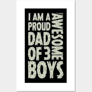 Dad of 3 Boys Funny Dad Gift From Son Present For Fathers Day Posters and Art